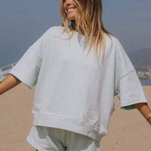 Daily Drills Cropped Sleeve Crew in Lake Day